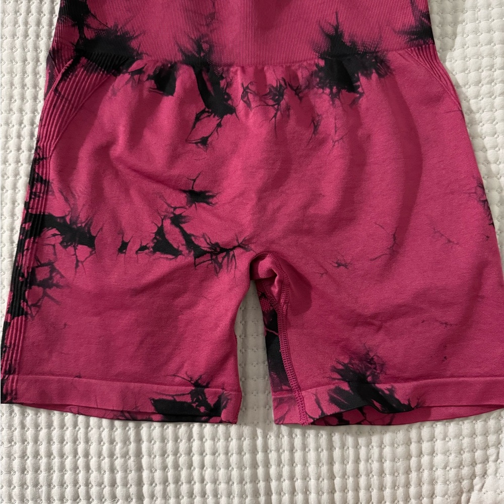Pink and Black Tie-Dye Shorts